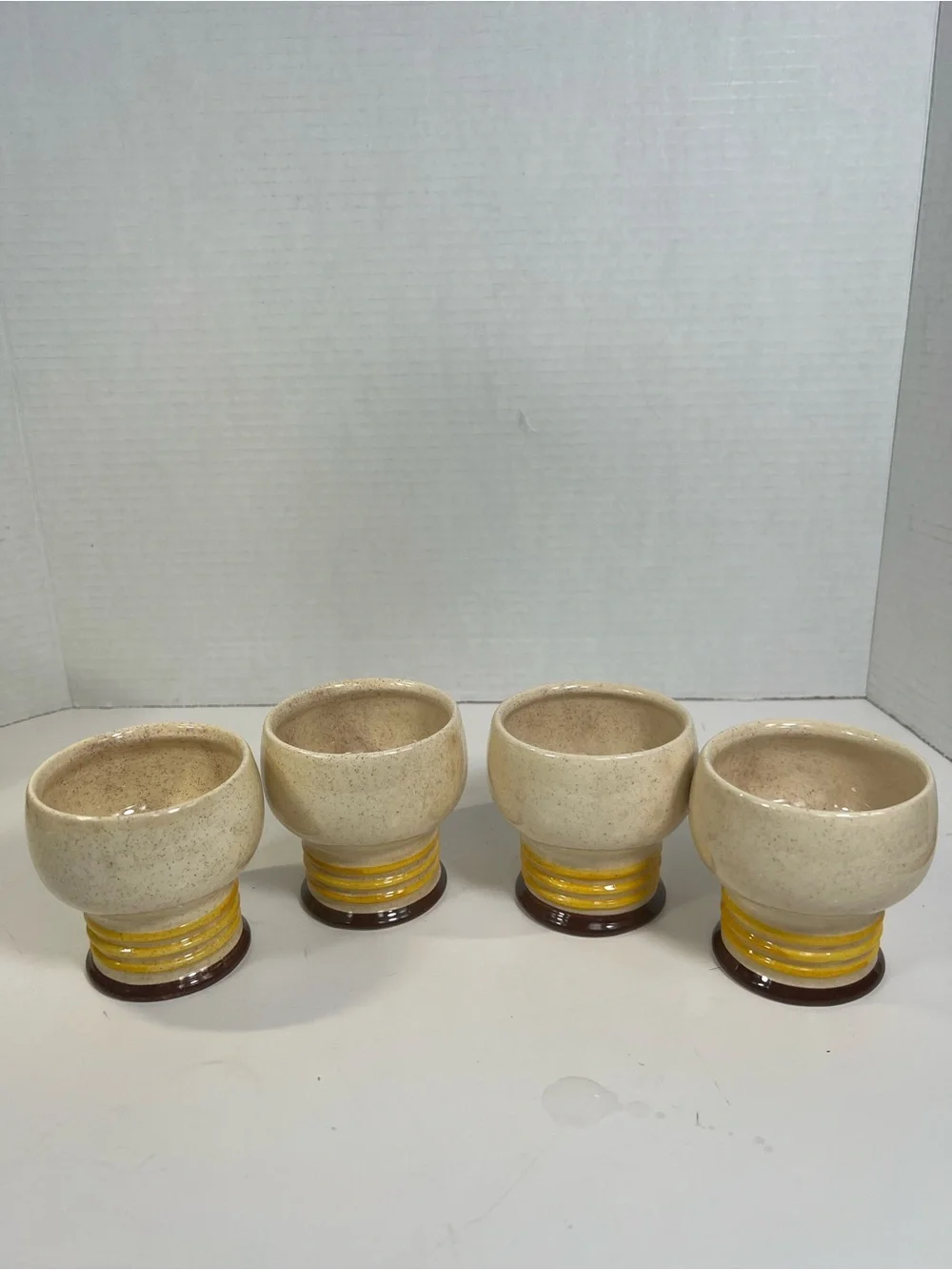 Vintage Goebel W Germany Floral Footed Cups Goblets Set of 4 Ceramic